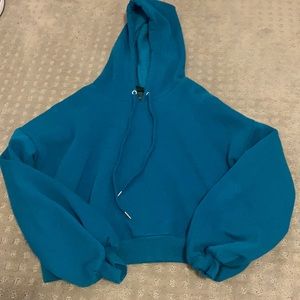 turquoise cropped hoodie